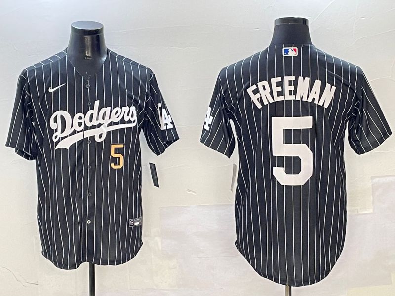 Men Los Angeles Dodgers #5 Freeman Black Stripe Jointly Name 2025 Nike MLB Jersey style 11->los angeles dodgers->MLB Jersey